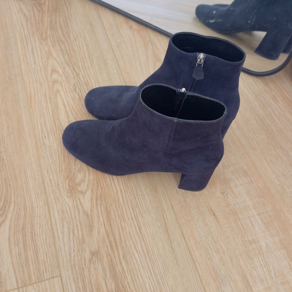 Navy Suede Prada Ankle Boots Size 8 - Picture 2 of 7